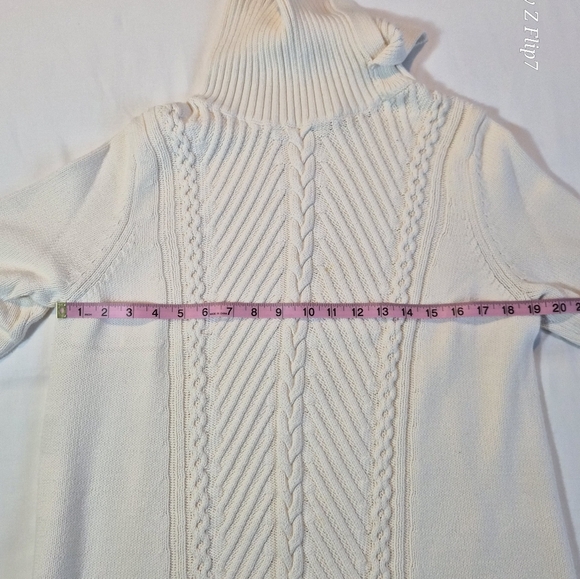 Talbot's Cream Cable Knit Turtleneck Sweater 100% Cotton - Picture 7 of 8